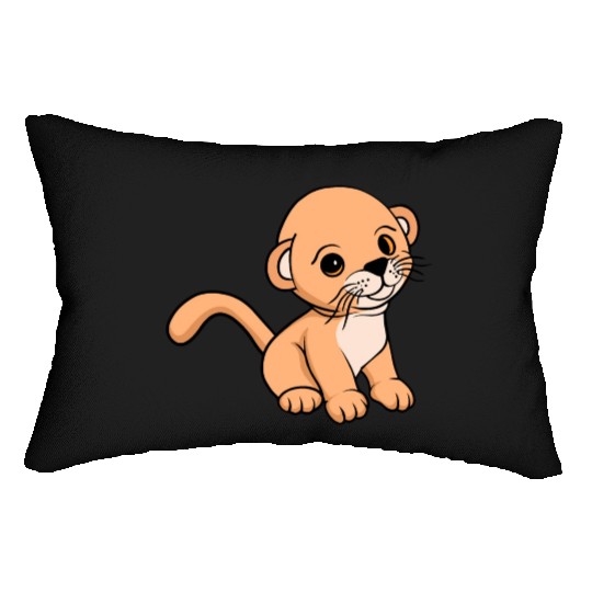 Cute Baby Lion Cartoon Clipart Animal Lover Gifts Lumbar Pillows