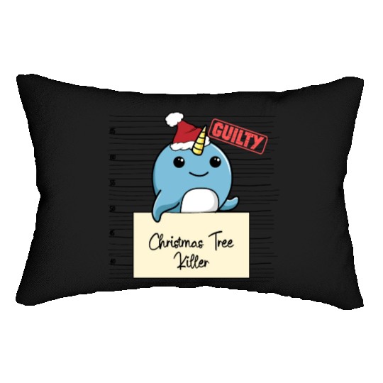 Narwhal christmas funny prison Lumbar Pillows