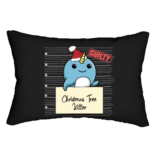 Narwhal christmas funny prison Lumbar Pillows
