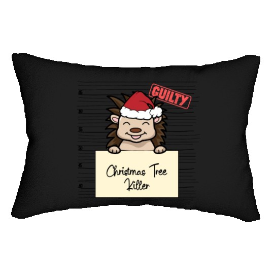Hedgehog christmas funny prison Lumbar Pillows