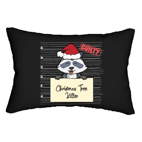 Raccoon christmas funny prison Lumbar Pillows