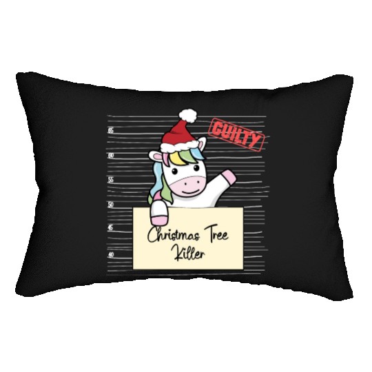 Unicorn christmas funny prison Lumbar Pillows