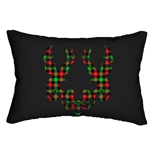 Buffalo plaid deer couple Lumbar Pillows