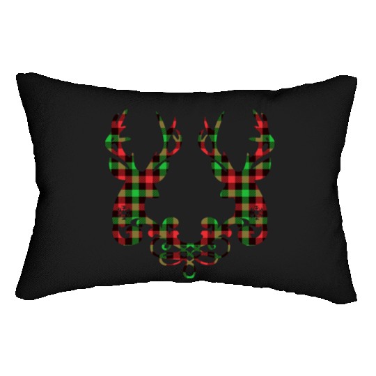 Buffalo plaid deer couple Lumbar Pillows