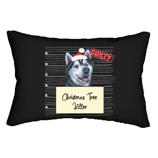Husky christmas funny prison Lumbar Pillows