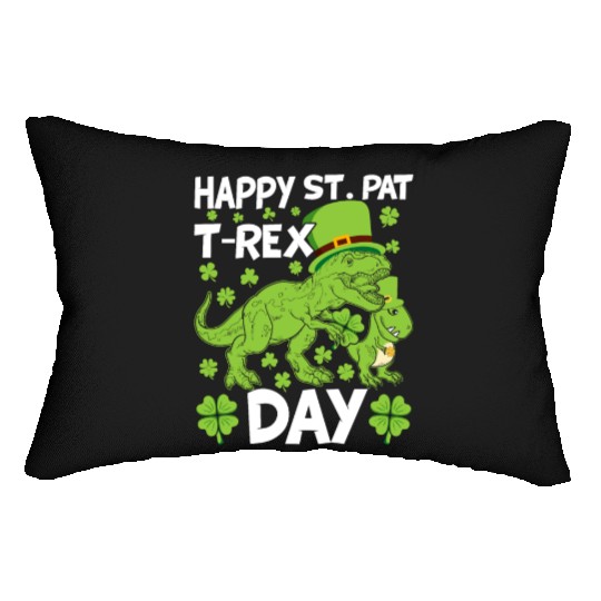 Happy St Pat Trex Day Dino St Patricks Day Kids To Lumbar Pillows