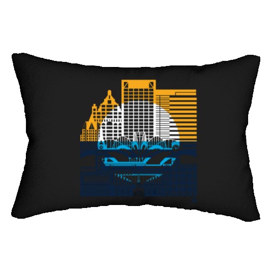 Milwaukee Skyline Squared Milwaukee Peoples Flag D Lumbar Pillows