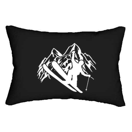 Skiers in the mountains - Ski - Winter sports Lumbar Pillows