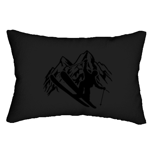Skiers in the mountains - Ski - Winter sports Lumbar Pillows