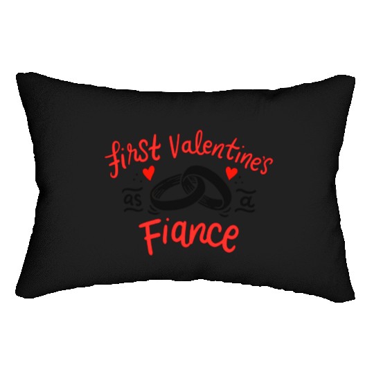 first valentine as fiance hearts day engagement Lumbar Pillows