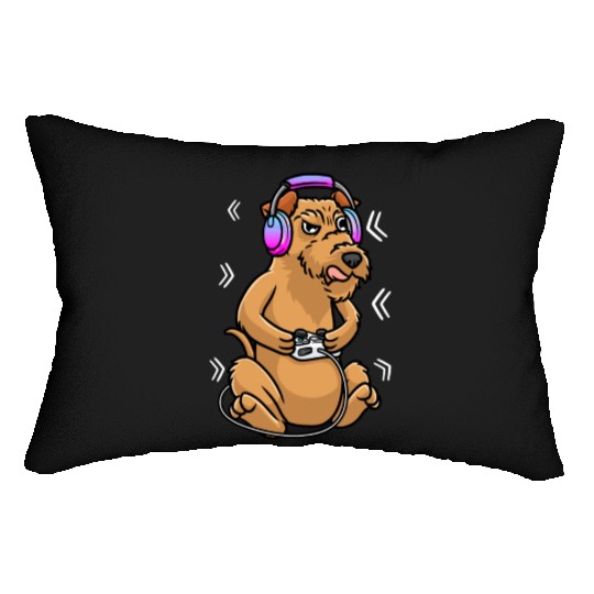 Irish Terrier Dog Gamer Video Game Gaming Irish Lumbar Pillows