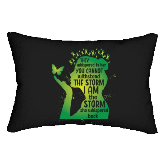 Mental Health Green Ribbon Butterfly Lumbar Pillows