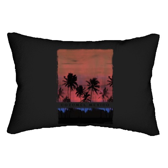 Cozumel Mexico Vacation Souvenir Beach Palm Tree Lumbar Pillows