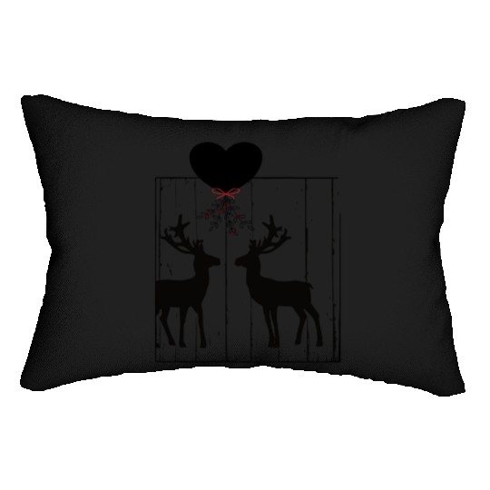 Reindeer love under a mistletoe Lumbar Pillows