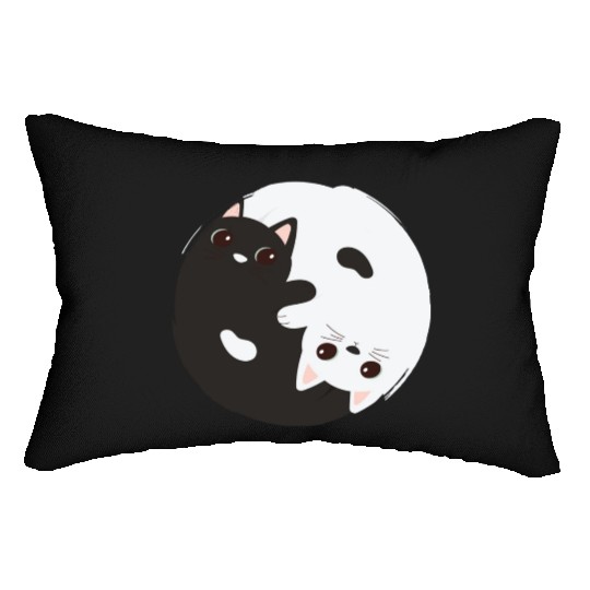 ying yang cat Lumbar Pillows