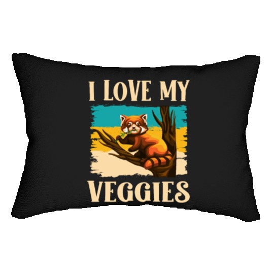 I Love My Veggies Red Panda Zookeeper Wildlife Lumbar Pillows