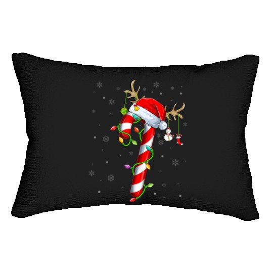 Candy Cane Crew Santa Christmas Lights Xmas Lumbar Pillows