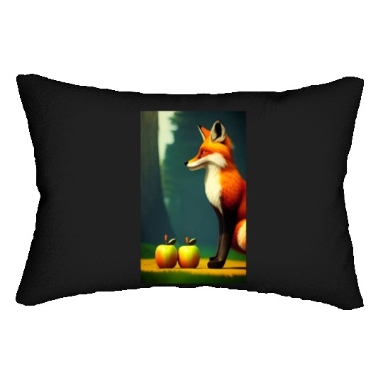Fox and apples Lumbar Pillows