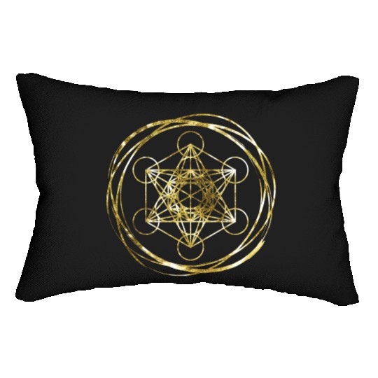 Metatrons Cube Gold sacred geometry Lumbar Pillows