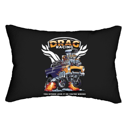 Funny Drag Racing Race Drivers & Bracket Racing Fa Lumbar Pillows