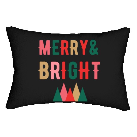 Merry and Bright Christmas tree Lumbar Pillows