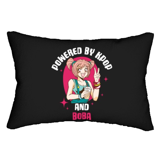 Powered By Kpop And Boba Funny Kpop Gift Lumbar Pillows