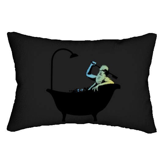 Banksy - Grandpa in the bathtub Lumbar Pillows