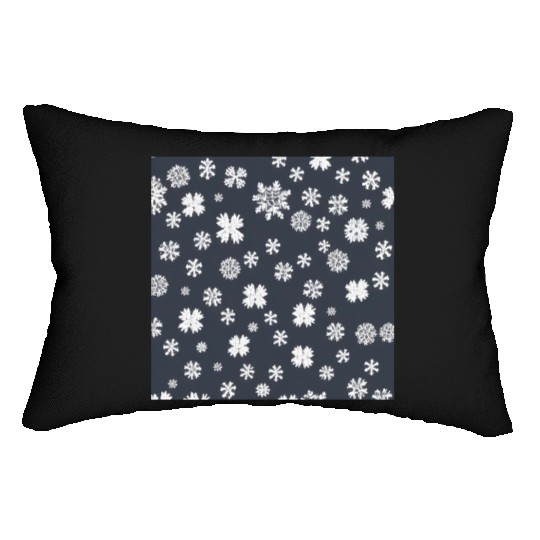 Snowflake pattern on the navy background Lumbar Pillows