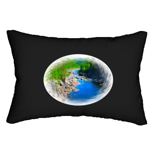 A river running through a valley in the wilderness Lumbar Pillows