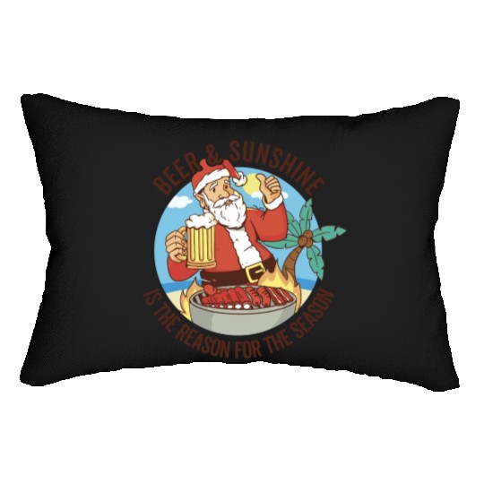 Summer Santa BBQ - Christmas In July Lumbar Pillows