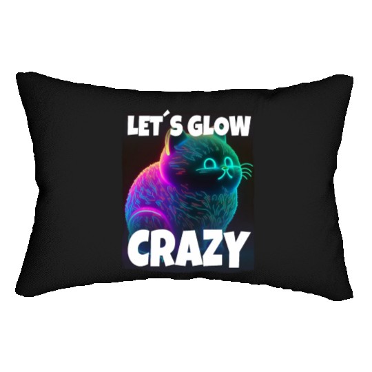 Lets Glow Crazy Cat Kitten Fluffy Cat Lumbar Pillows