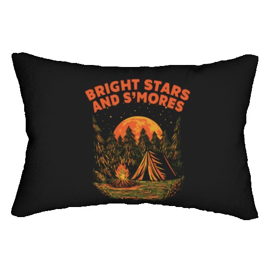 Bright Stars and Smores Camping Friends Camper Bud Lumbar Pillows