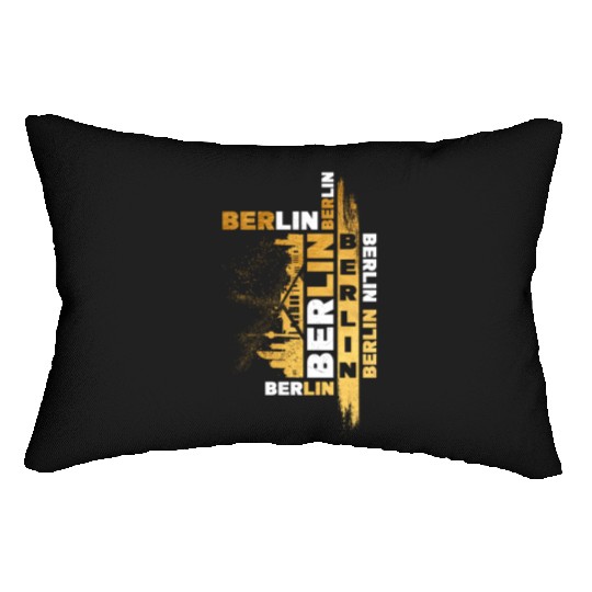 Berlin Germany German City Skyline Font Gold Lumbar Pillows