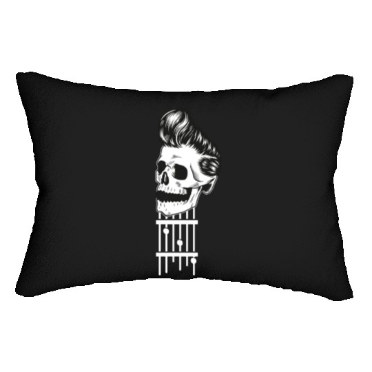 Rock N Roll Skeleton Head -Sweet Rock On Guitar Lumbar Pillows