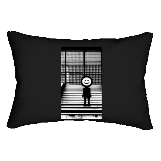 Smiley Face in Lumbar Pillows Standing on the Steps Street