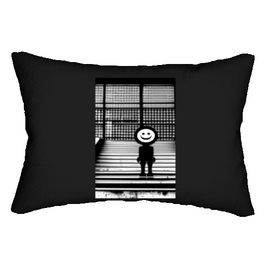 Smiley Face in Lumbar Pillows Standing on the Steps Street