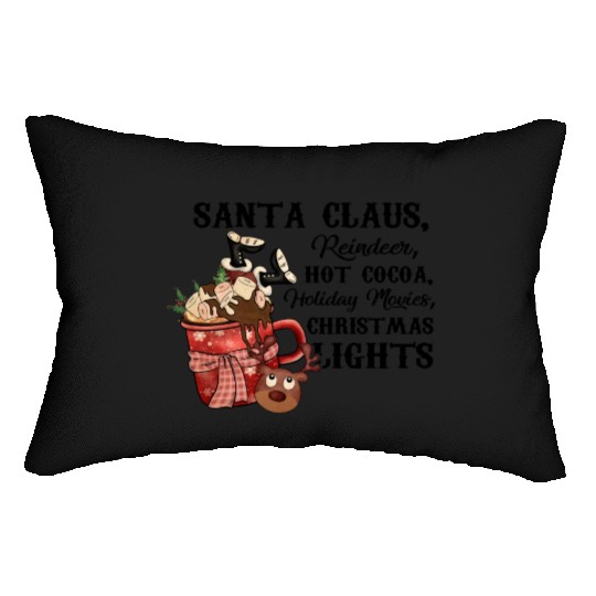 Santa Claus Reindeer Hot Cocoa Holiday Movies Lumbar Pillows