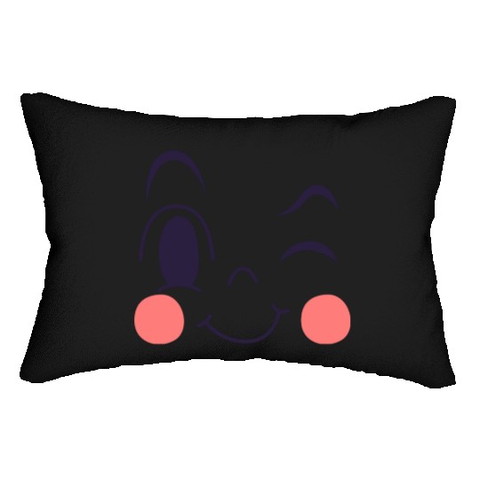Wink expression of cartoon emotion face Lumbar Pillows