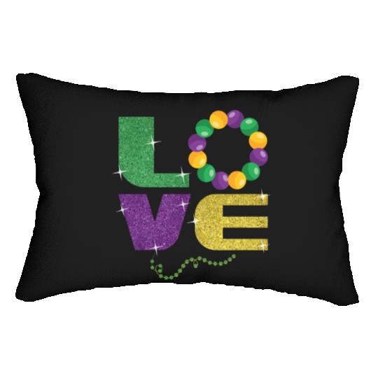 Love New Orleans Festival Parade Beads Mardi Gras Lumbar Pillows