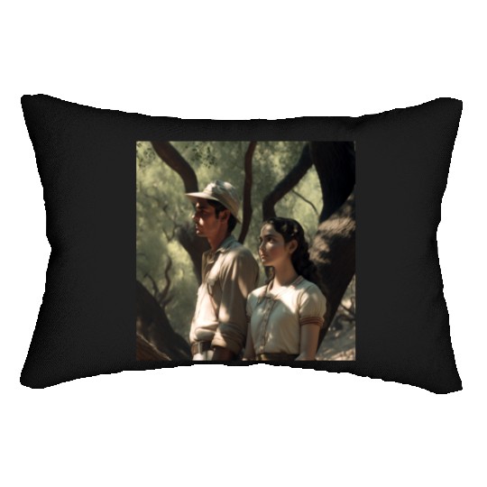 screengrab from a 1920s film scene beautiful Lumbar Pillows