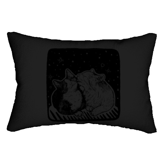 Cat Valentine Cute Couple Cat For Couple Valentine Lumbar Pillows