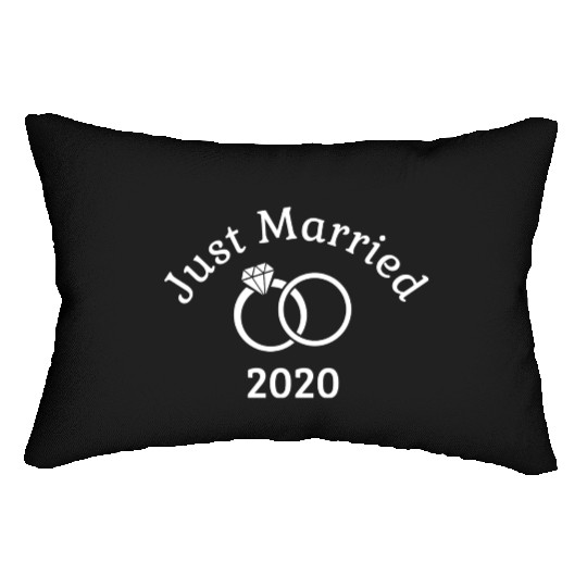 Matching Couple Bride Groom Newlywed Just Married Lumbar Pillows