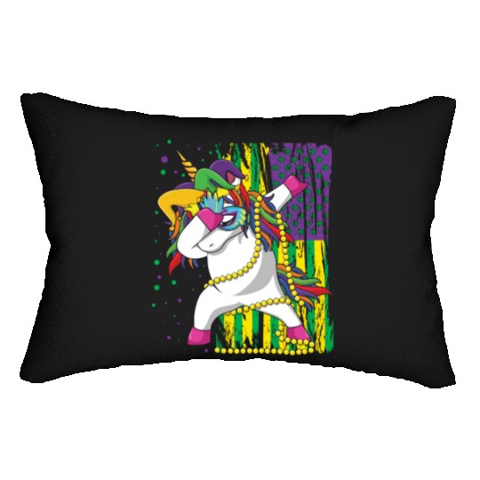 Dab Unicorn Festival Parade Beads Mardi Gras Lumbar Pillows