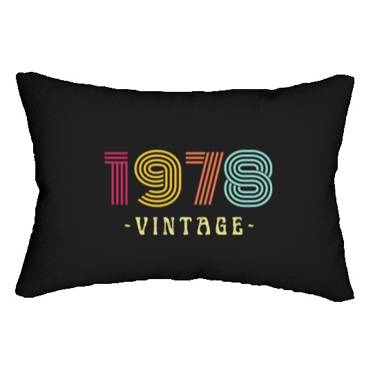 Neon Rainbow Retro Birthday Year Vintage 1978 Lumbar Pillows