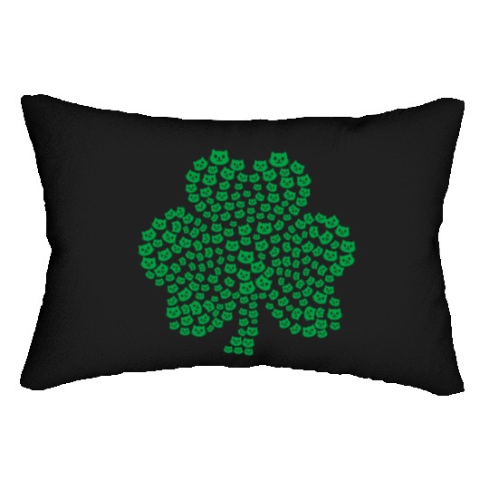 Womens cats Icon white Shamrock St. Patrick's Day Lumbar Pillows