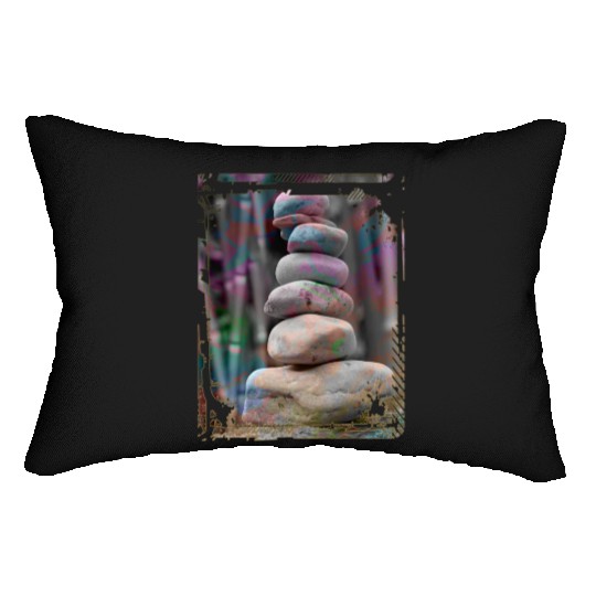 Japan Zen Buddhism Balancing Stones Rocks Bamboo Lumbar Pillows