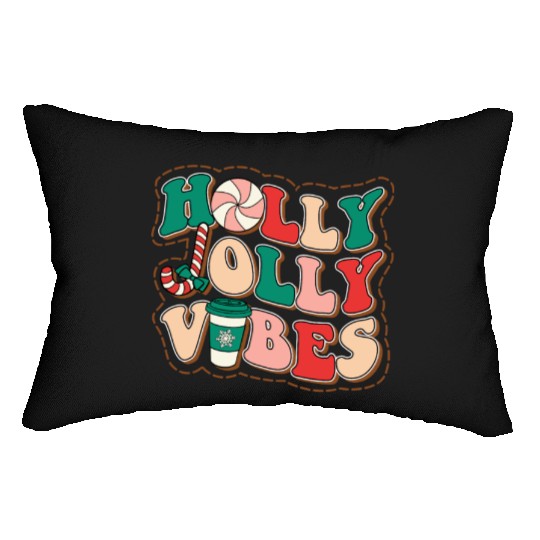 holly jolly vibes Lumbar Pillows