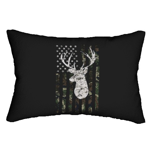 Buck Deer Hunting Camouflage Flag Hunter Lumbar Pillows