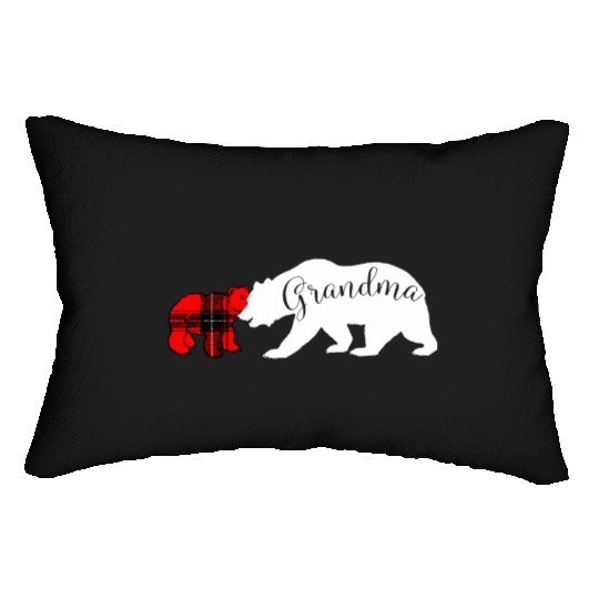 Grandma Bear Red Plaid Cub Mom Christmas Ladies Lumbar Pillows