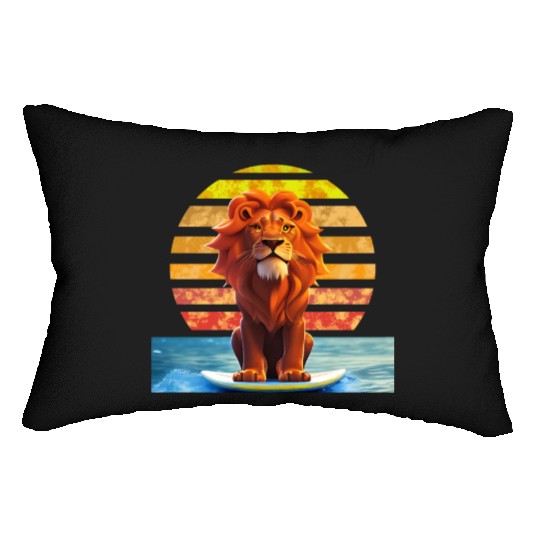 Surfer lion Lumbar Pillows